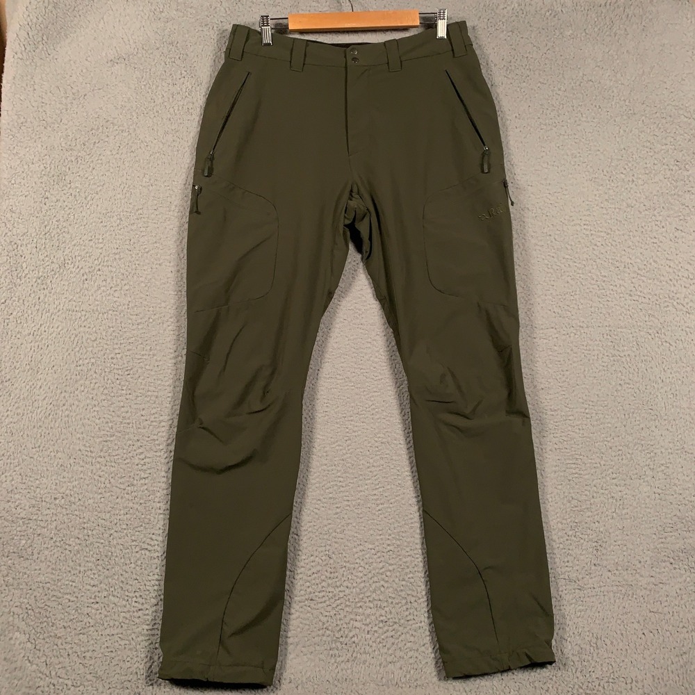 Rab Sawtooth Pants Men's 32 Green Softshell Hiking Outdoor Technical Matrix DWS